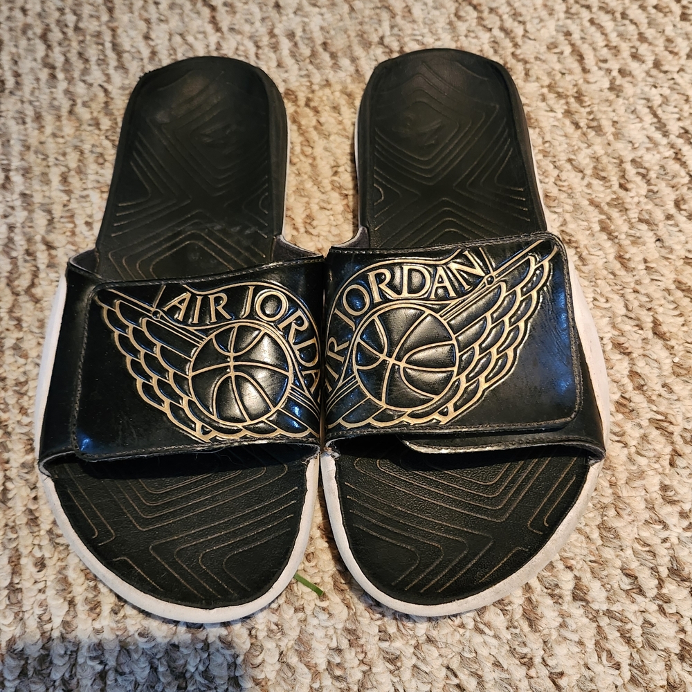 Nike Black and Gold Kids Sandals